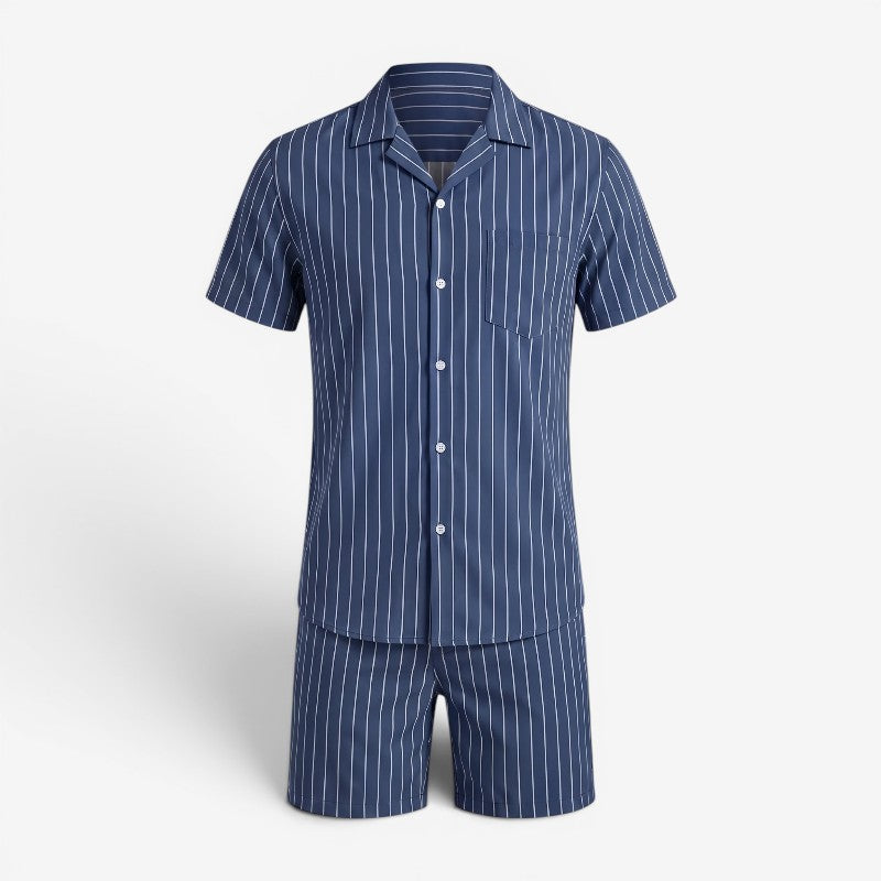 Men's Striped Shirt and Shorts Set