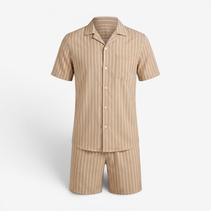 Men's Striped Shirt and Shorts Set