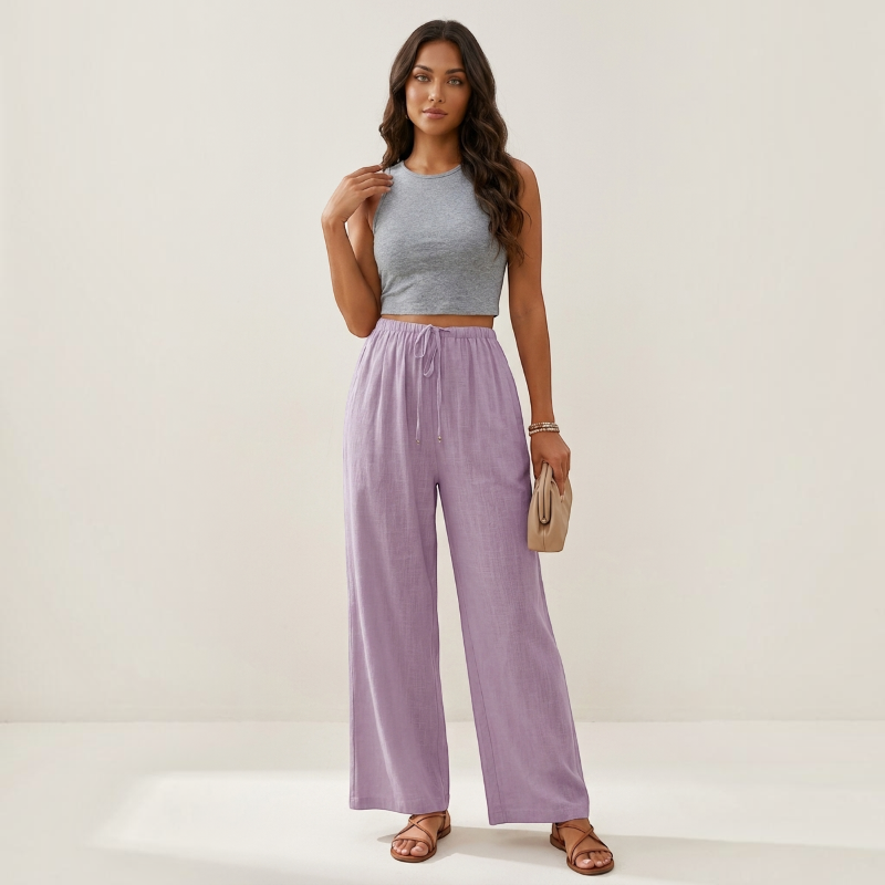 High Waist Wide Leg Palazzo Pants for Women