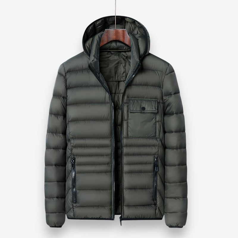 Victor – Long Sleeve Coat with Hoodie and Pocket