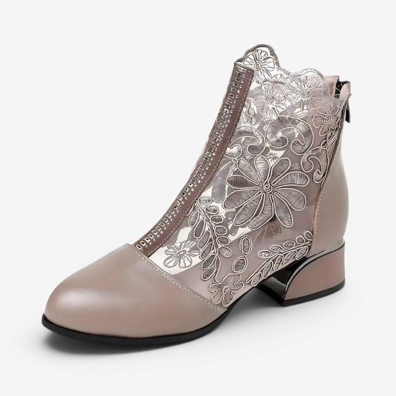 Women's Ankle Boots with Floral Design