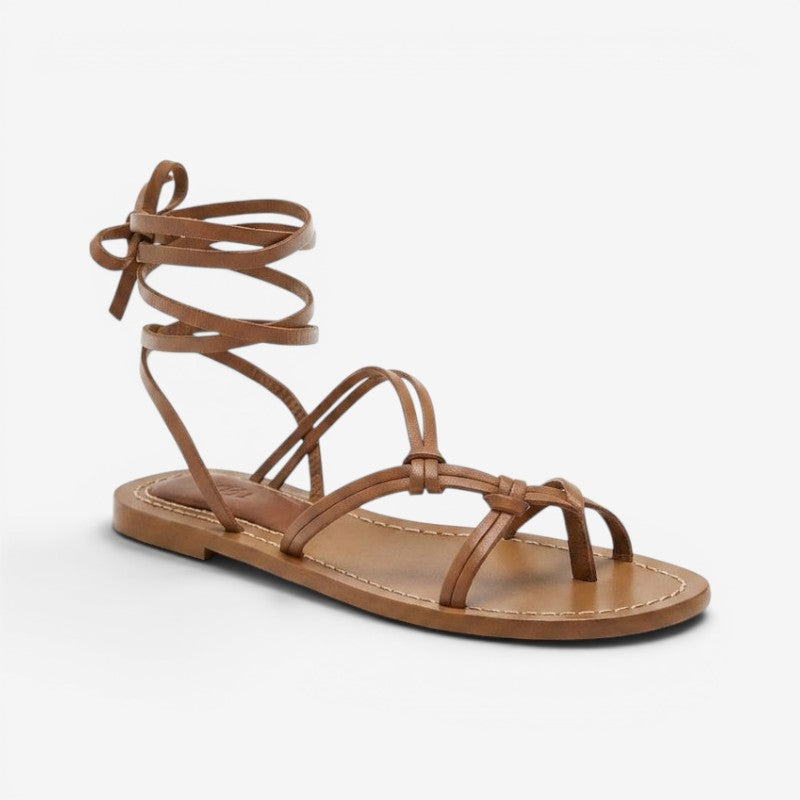 Women's Lace Up Flat Sandals with Non Slip Sole