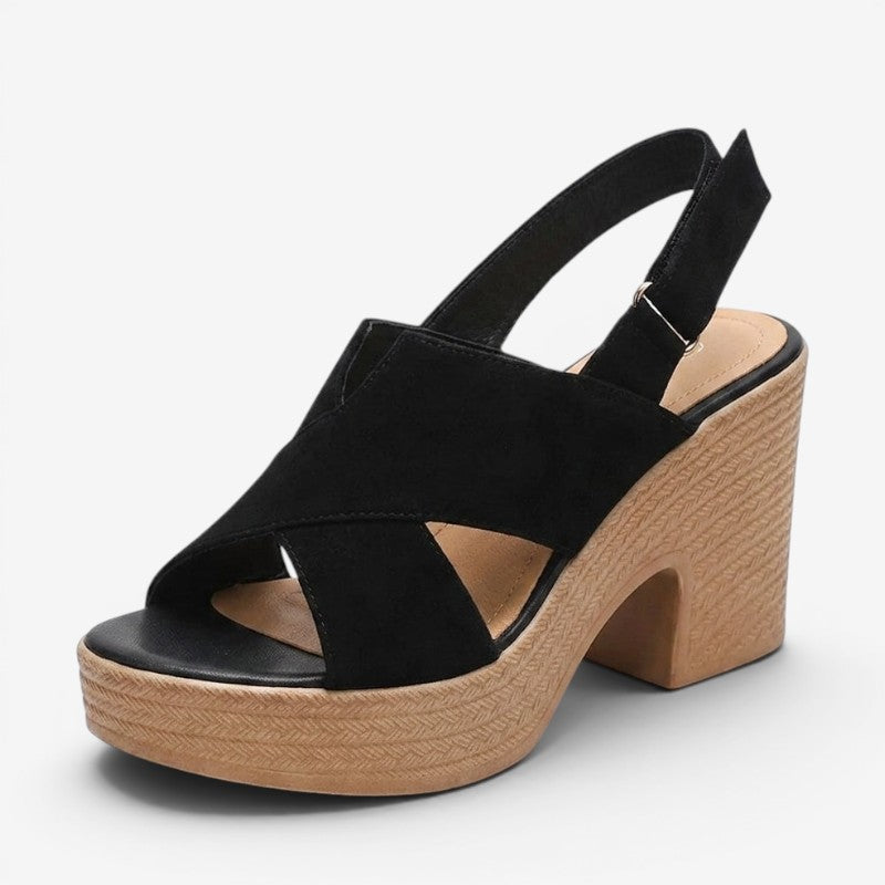 Women's Block Heel Sandals with Cross Straps
