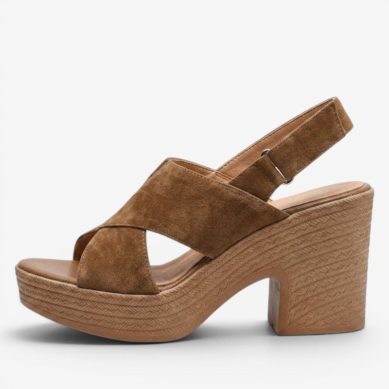 Women's Block Heel Sandals with Cross Straps