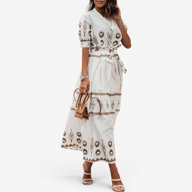 Women’s Midi Dress Long Sleeves Belted Waist