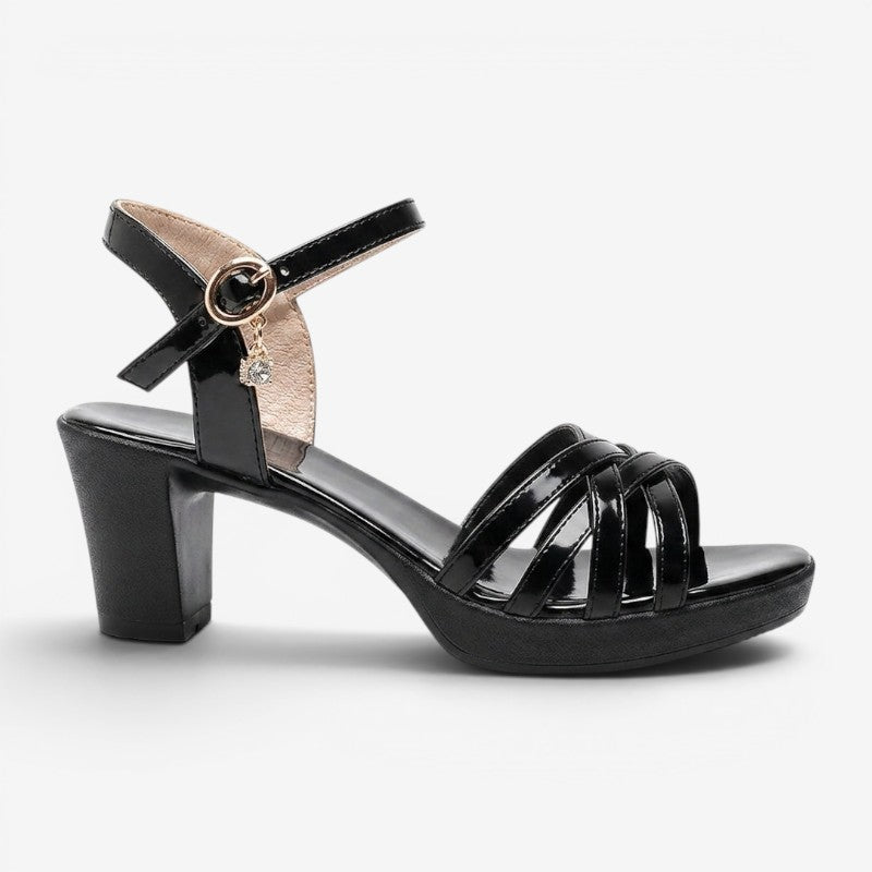 Women's Open Toe High Heel Sandals with Buckle Strap