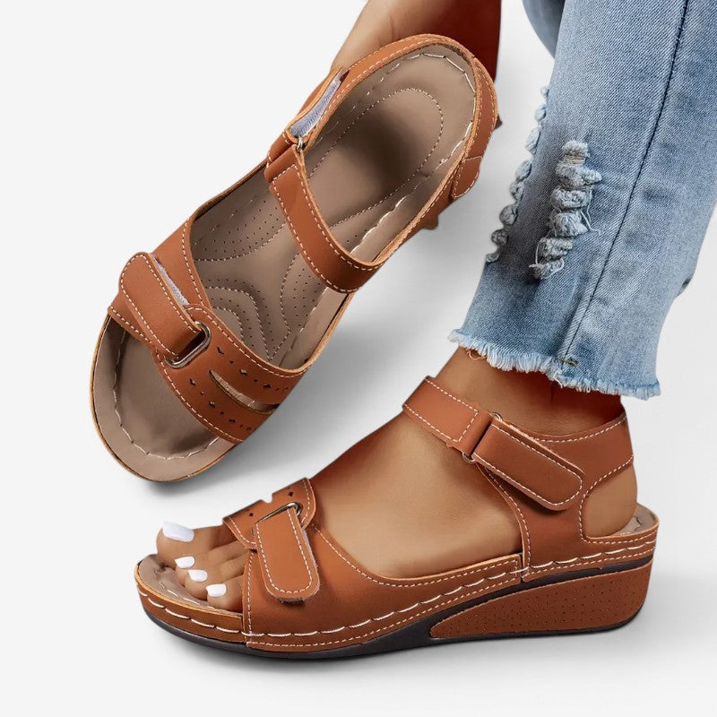 Wedge Sandals with Velcro Strap for Women