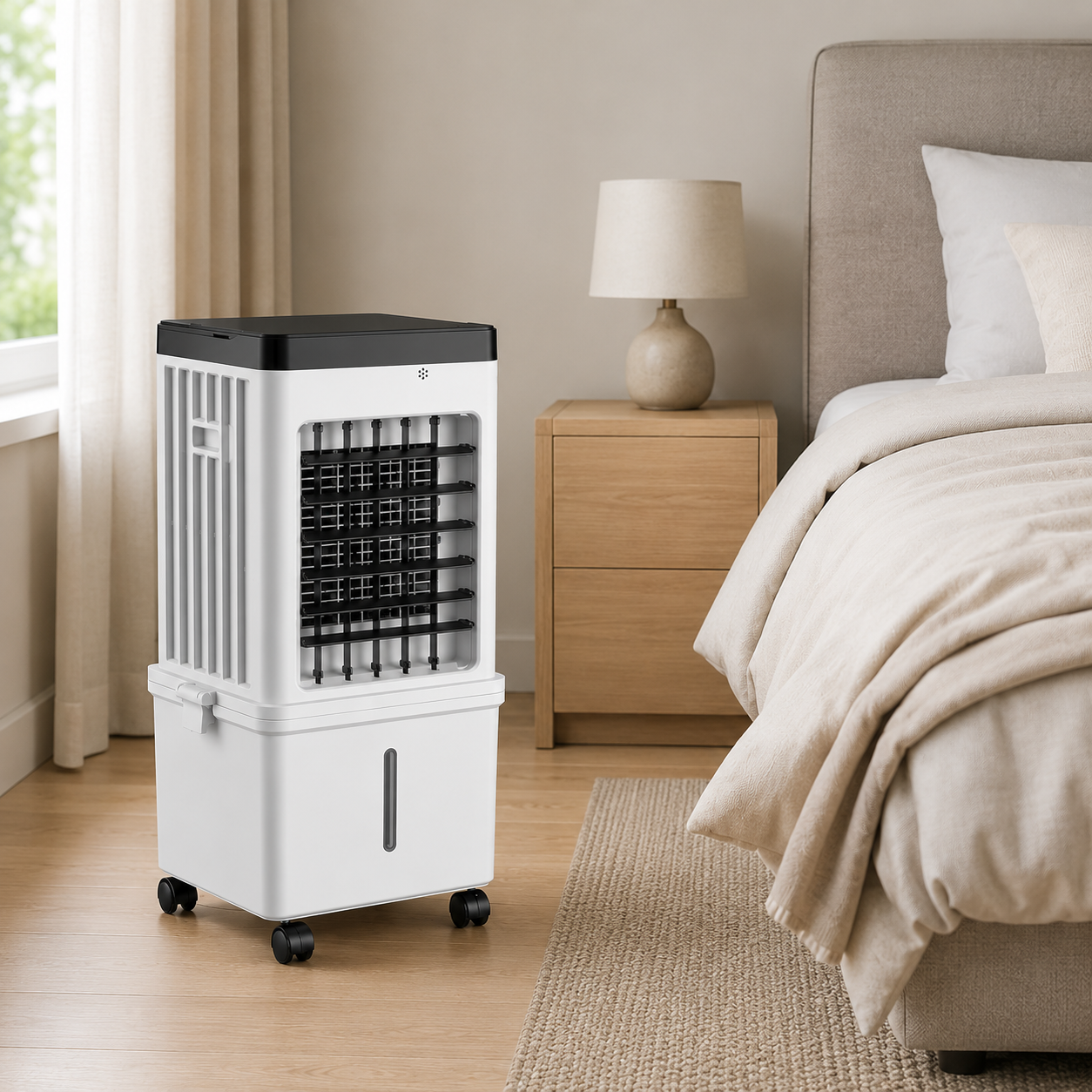 Portable Air Cooling Fan with Built-In Wheels