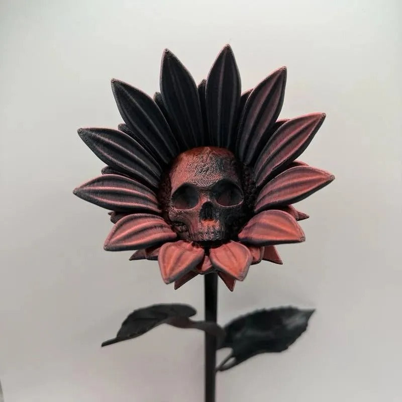 SkullBloom - 3D Printed Skull Sunflower Sculpture