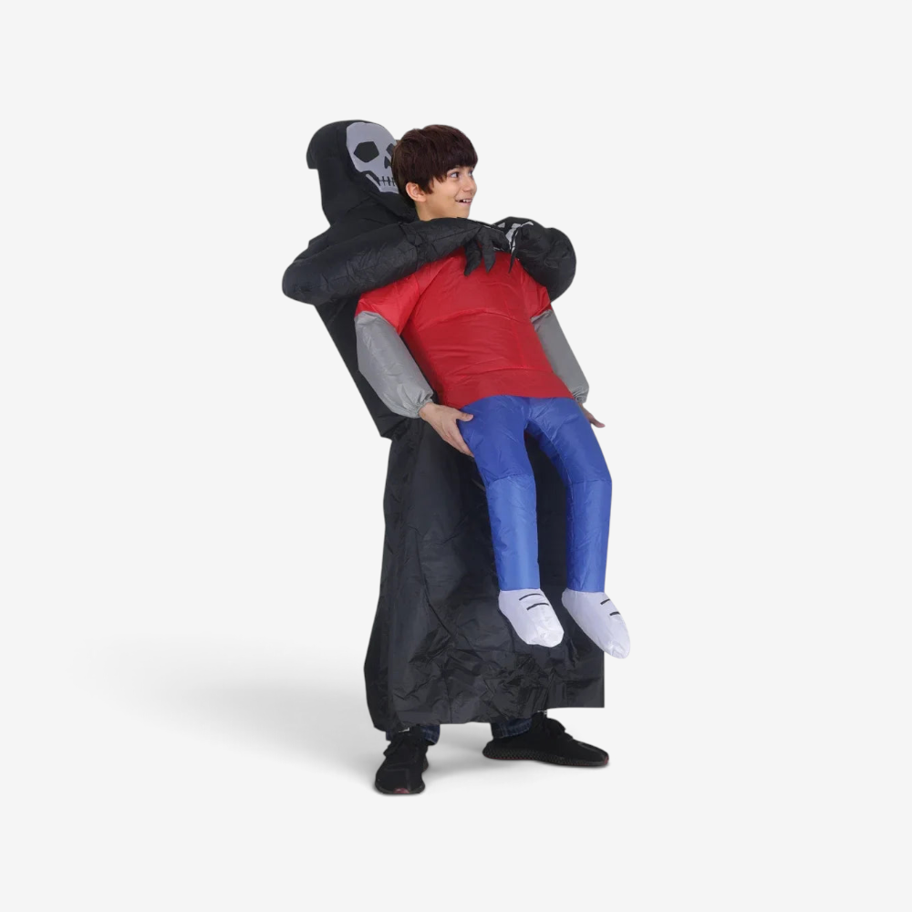 Inflatable Ghost Costume with Black Robe & Mask