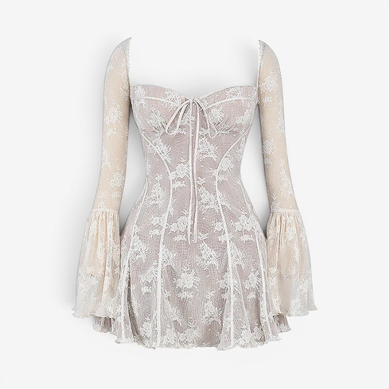 Chic Floral Mini Dress with Square Neck