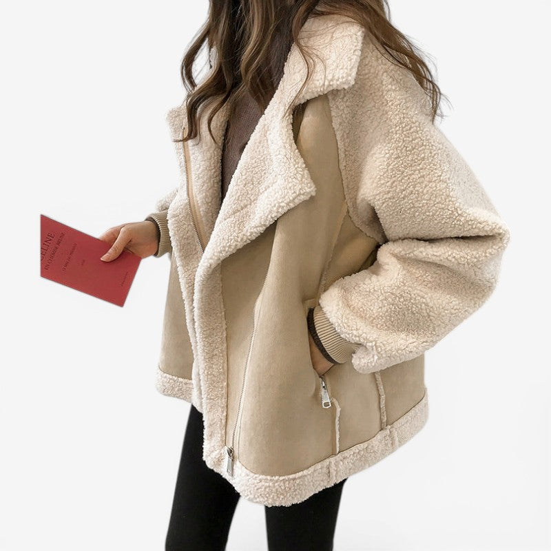 Women’s Oversized Long Zip Coat with Side Pockets