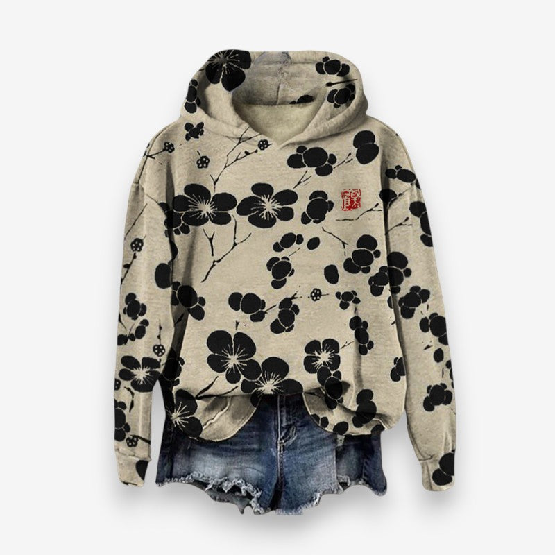 Flora – Long Sleeve Hoodie With Floral Print Design