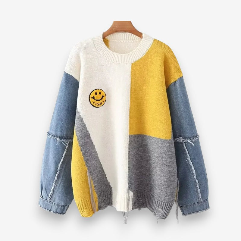 Clara – Long Sleeve Sweater With Ribbed Hem Design