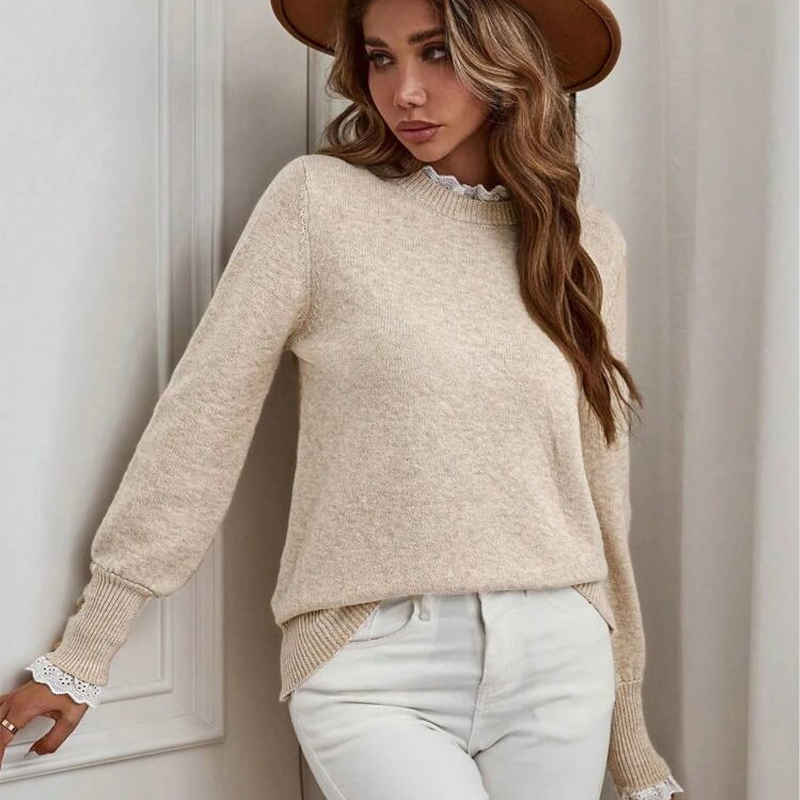 Sophia – Long Sleeve Sweater With Button Detail And Ribbed Hem