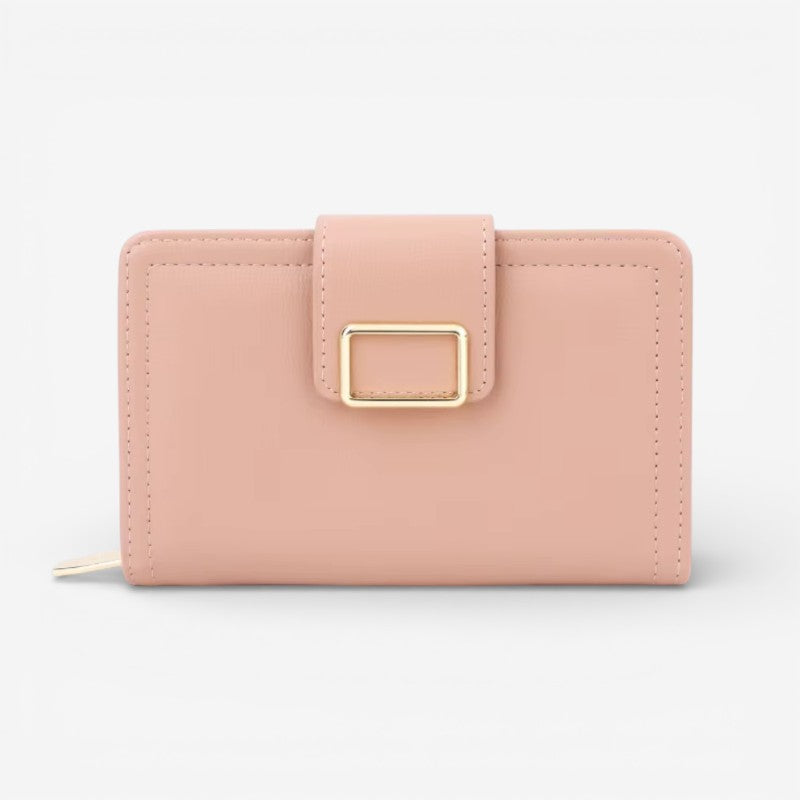 Sophia – Compact Wallet with Snap Closure & Zipper Pocket