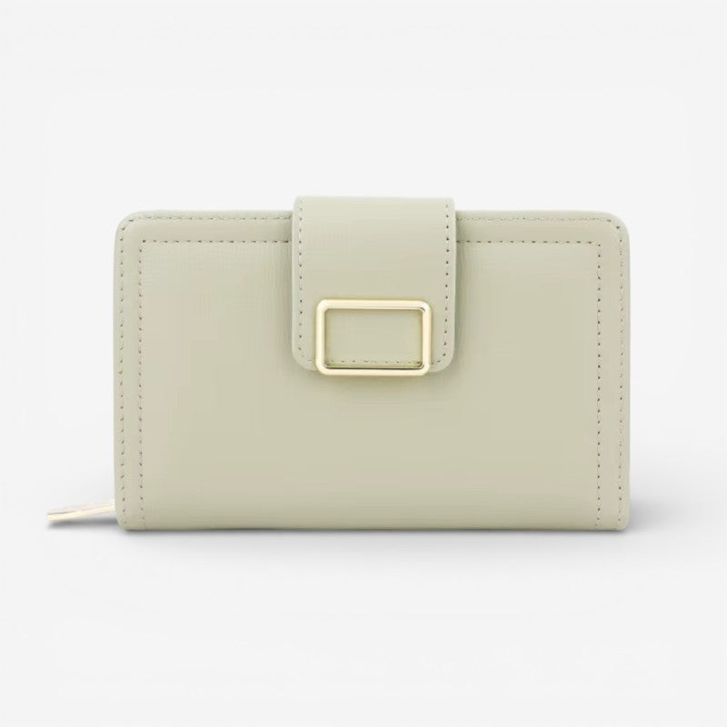 Sophia – Compact Wallet with Snap Closure & Zipper Pocket