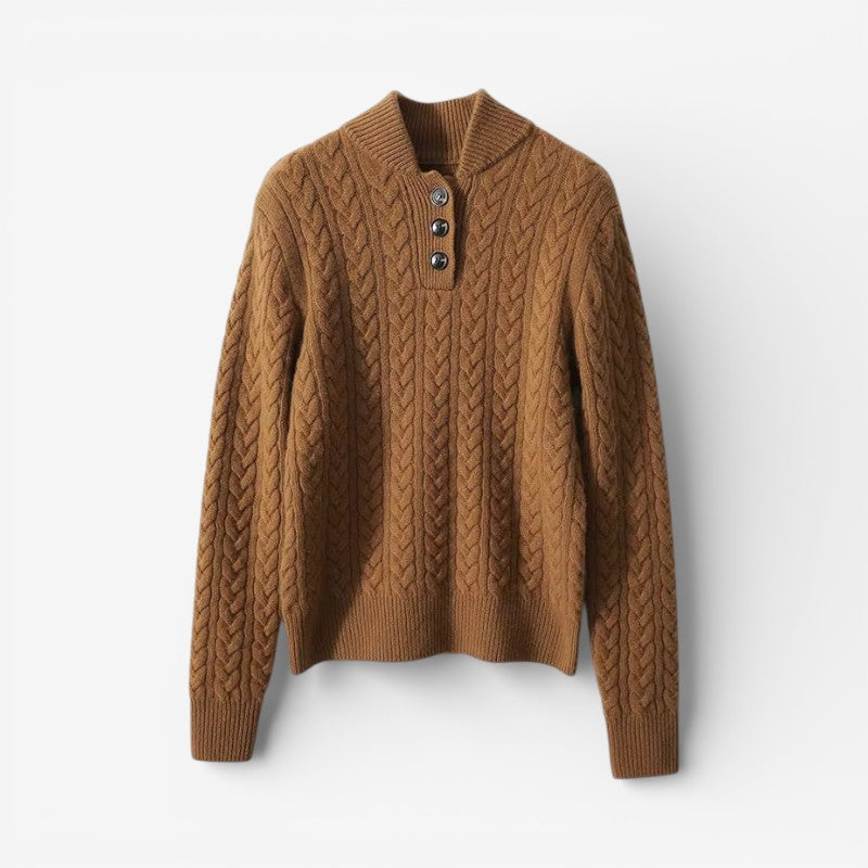 Maelle – Long Sleeve Button-Down Sweater With Slim Fit