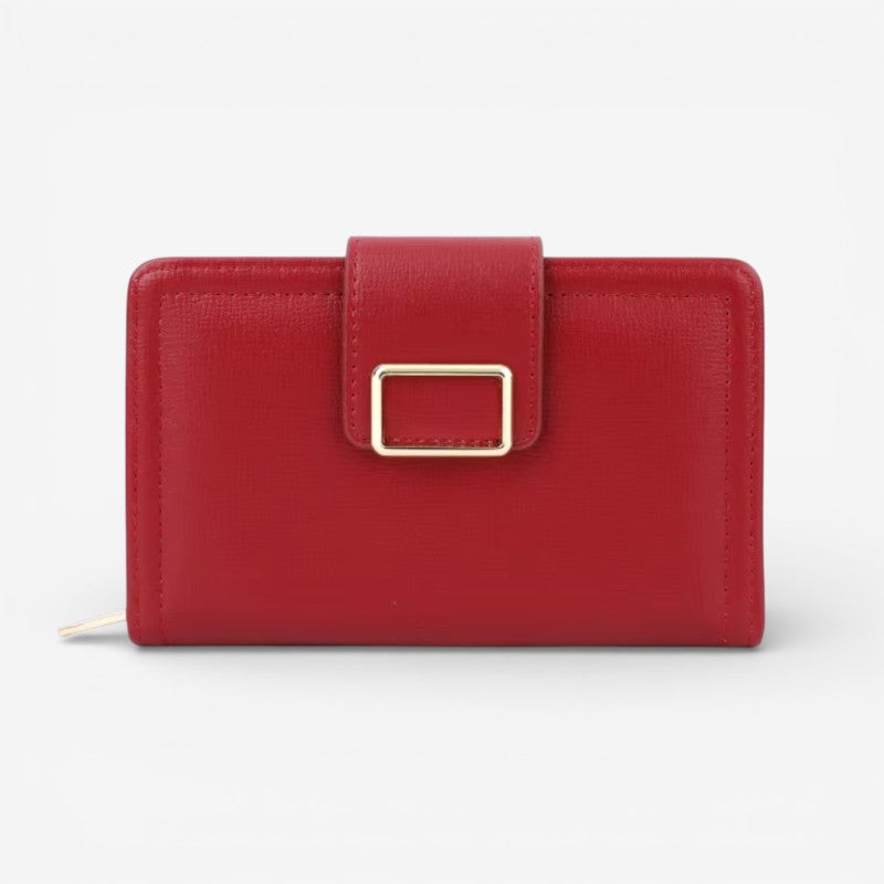 Sophia – Compact Wallet with Snap Closure & Zipper Pocket