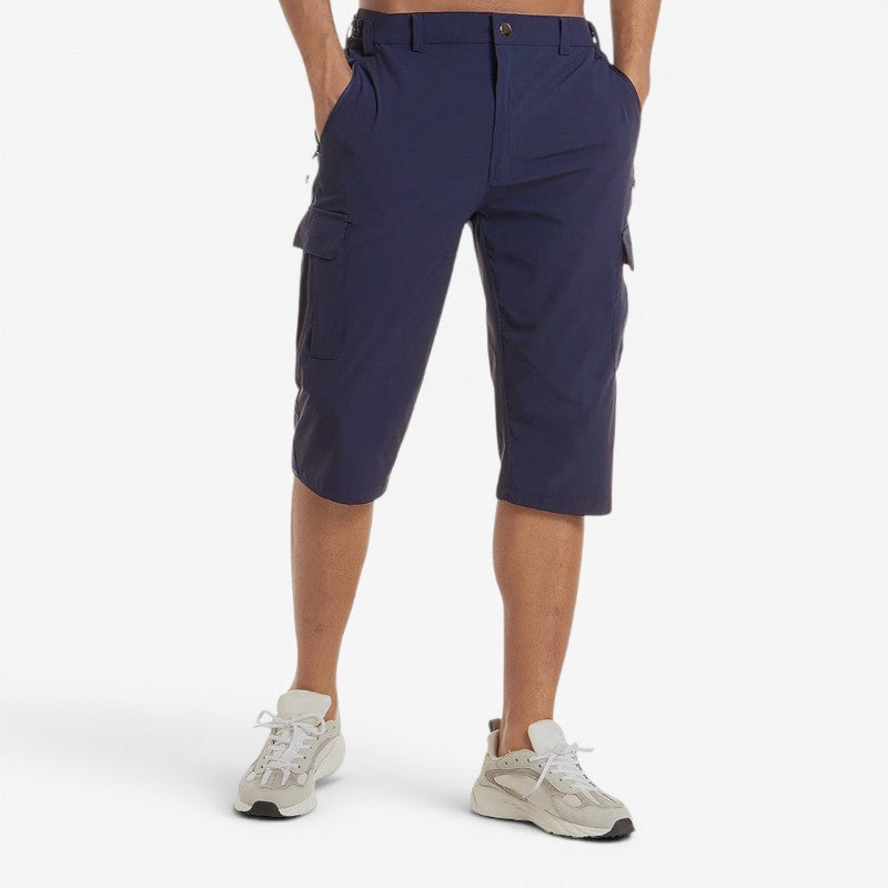 Men's Knee Length High Waisted Shorts with Multiple Pockets