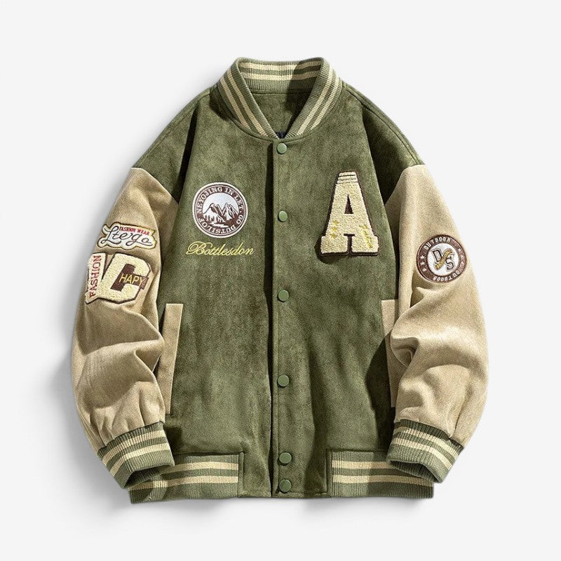 Men's Bomber Jacket with Button Front Closure