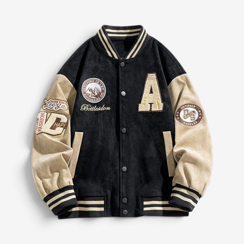 Men's Bomber Jacket with Button Front Closure