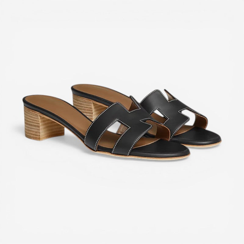 Isabella – Mid High Heel Sandals with Open Toe And Slip-On