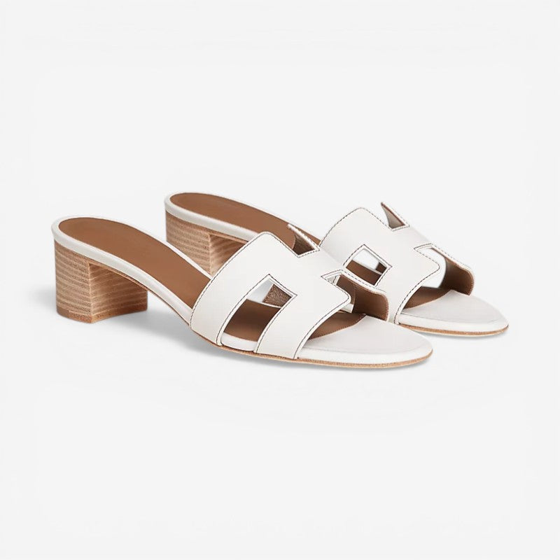 Isabella – Mid High Heel Sandals with Open Toe And Slip-On