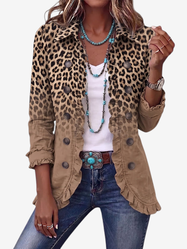 Luxera - Women's Ruffled Leopard Print Jacket