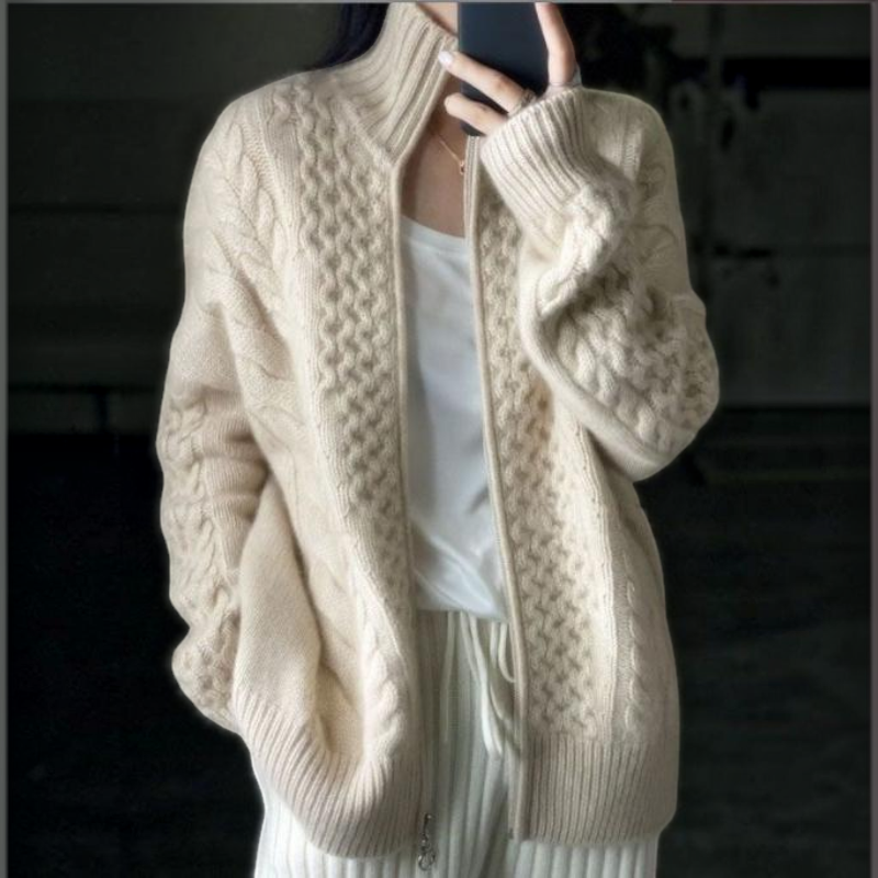 Women's Cozy Long Sleeve Zip Knit Jacket