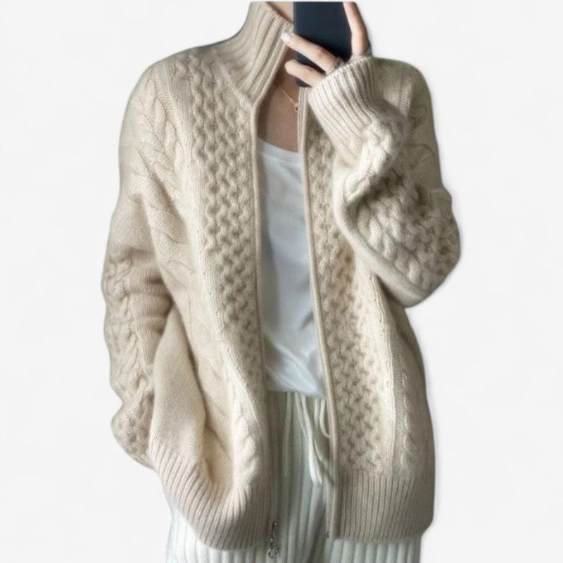 Kathleen – Coltrui Cardigan met Lange Mouwen en Ritssluiting Velani