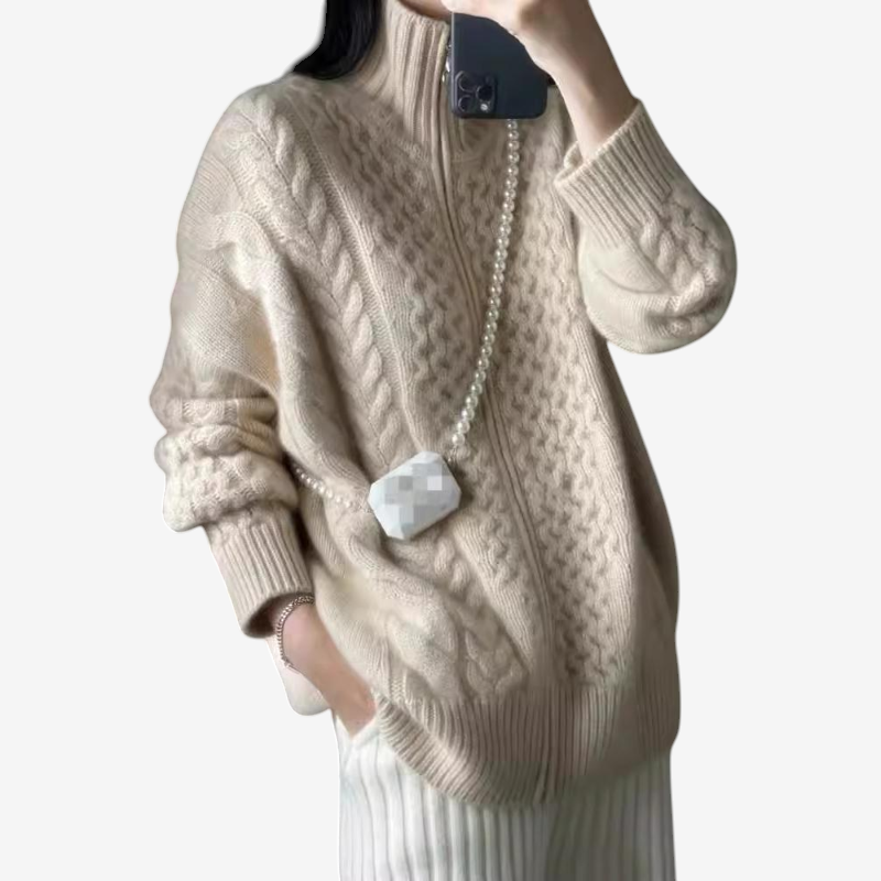 Women's Cozy Long Sleeve Zip Knit Jacket