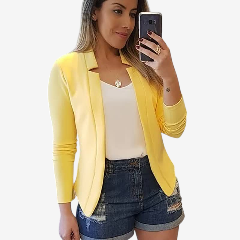 Women’s Stylish Collarless Long Sleeve Blazer