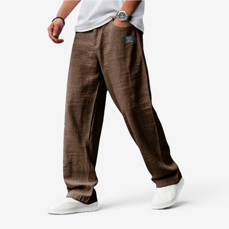 Men's Casual Wide Leg Trousers with Pockets