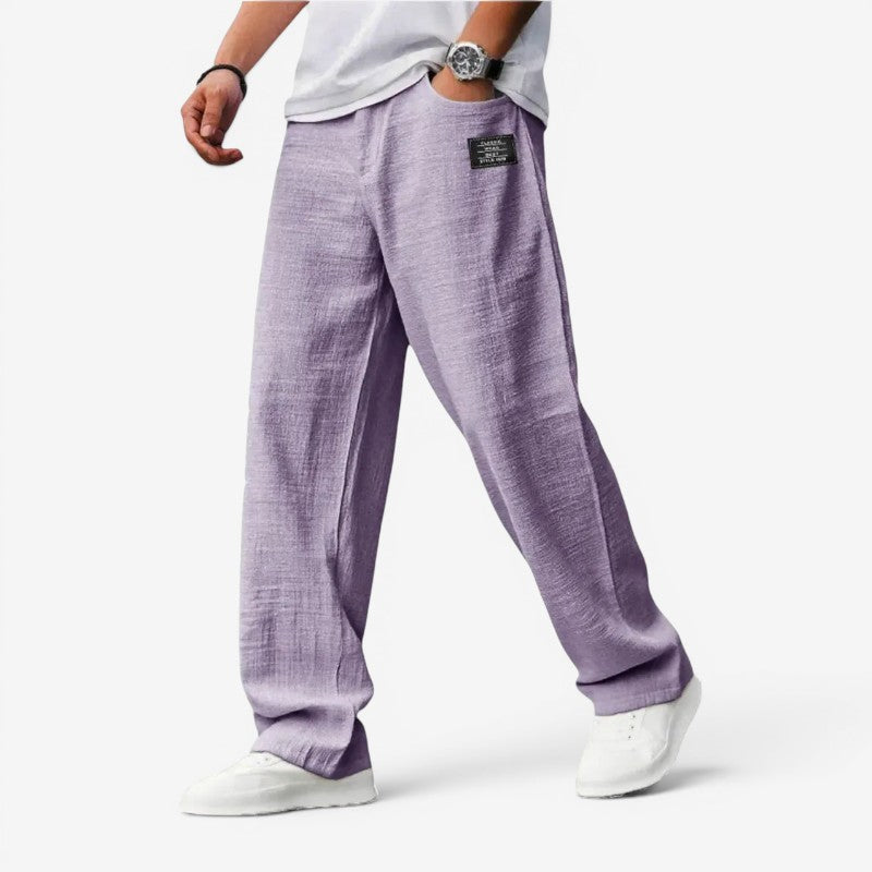 Men's Casual Wide Leg Trousers with Pockets