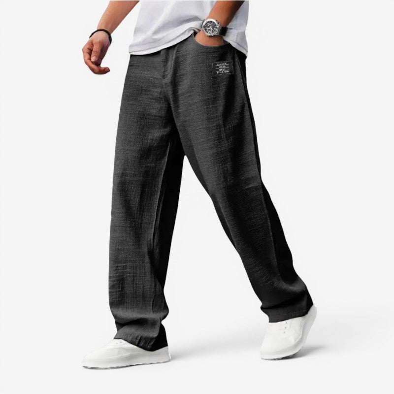 Men's Casual Wide Leg Trousers with Pockets