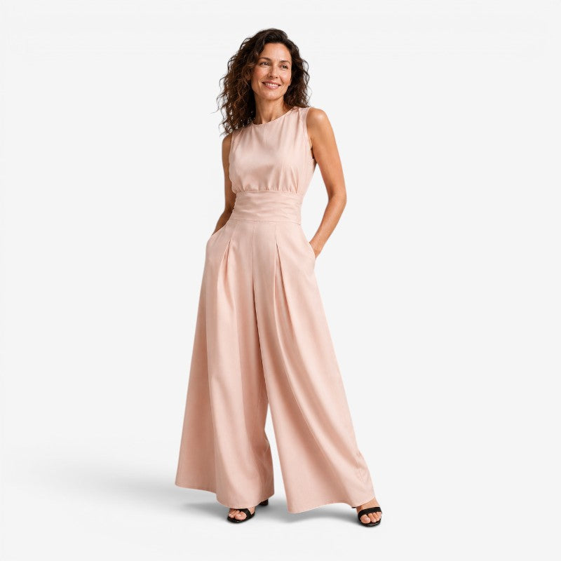 Chic Sleeveless Wide Leg Jumpsuit with Tie Waist