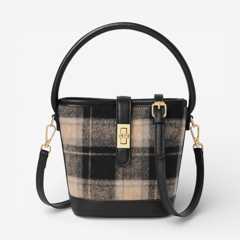 Maelle – Large Capacity Checkered Shoulder Bag With Strap