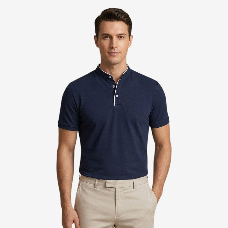 Men's Short Sleeve Stand Collar Polo Shirt