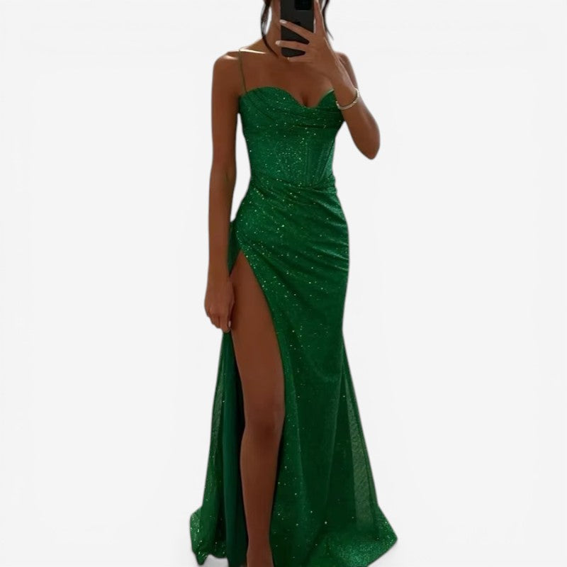 Florence – Long Sleeveless Dress with Side Slit and Thin Straps