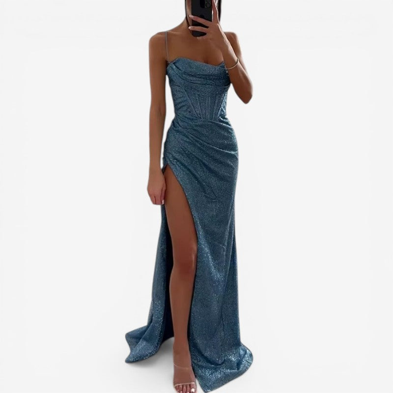 Florence – Long Sleeveless Dress with Side Slit and Thin Straps
