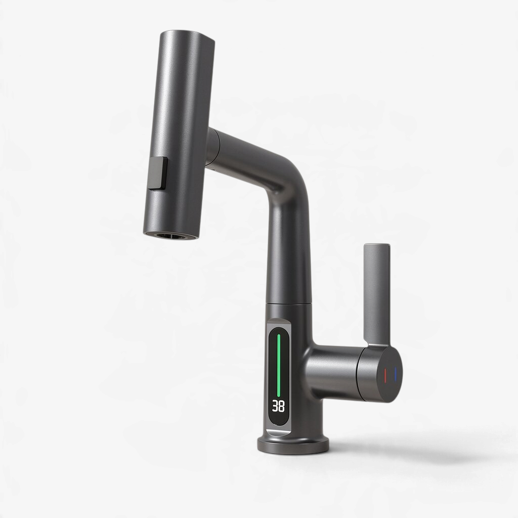 AquaMetric - Kitchen Faucet with Digital Display and Pull-Out Spray
