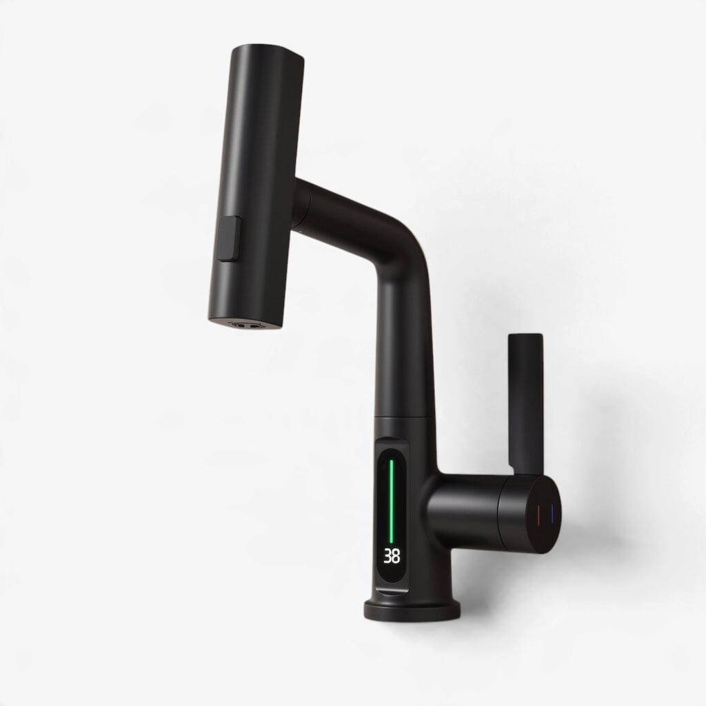 AquaMetric - Kitchen Faucet with Digital Display and Pull-Out Spray