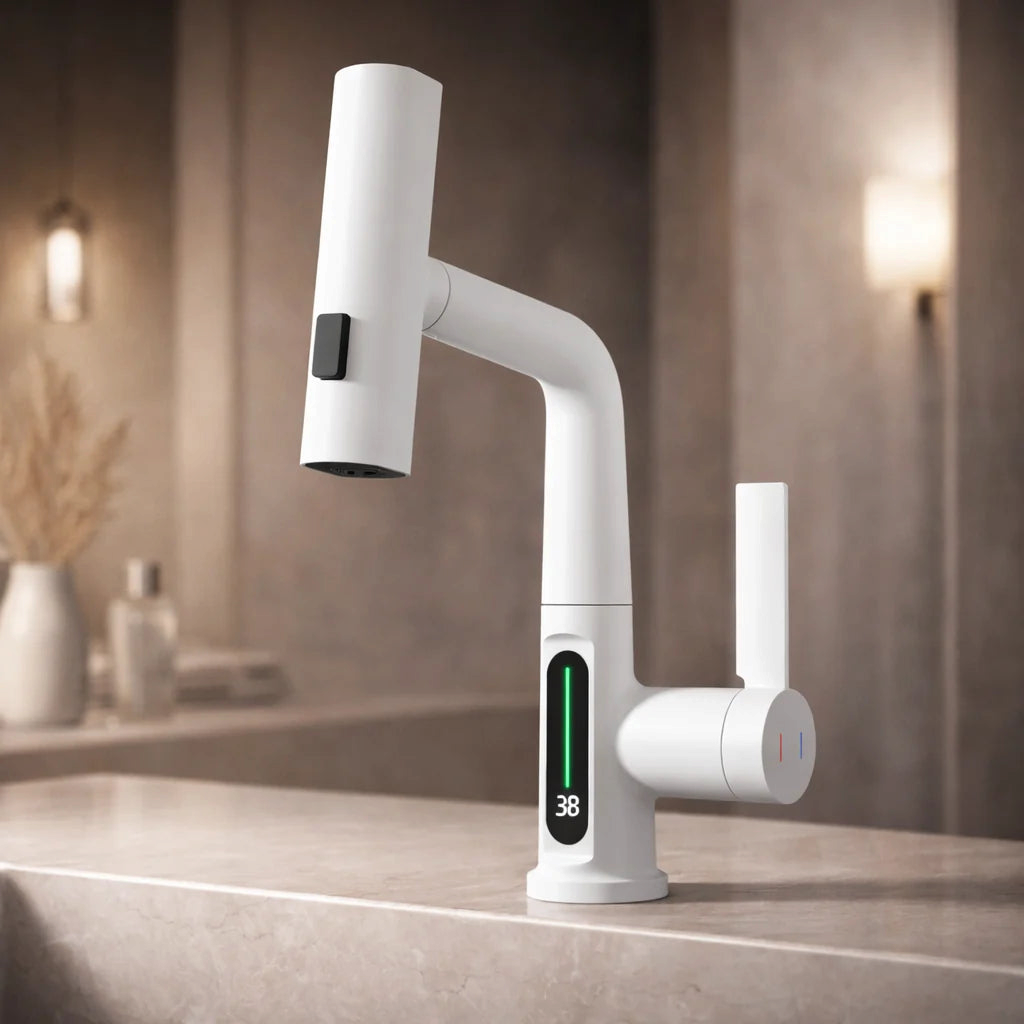 AquaMetric - Kitchen Faucet with Digital Display and Pull-Out Spray