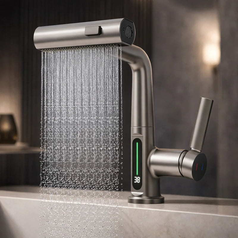 AquaMetric - Kitchen Faucet with Digital Display and Pull-Out Spray