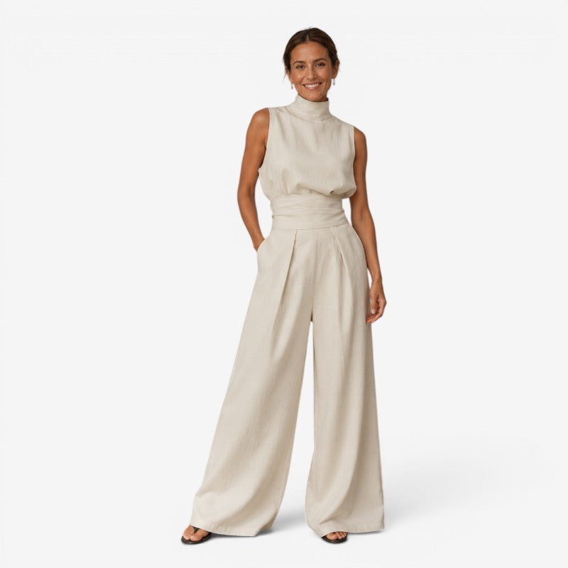 Chic Sleeveless Wide Leg Jumpsuit with Tie Waist