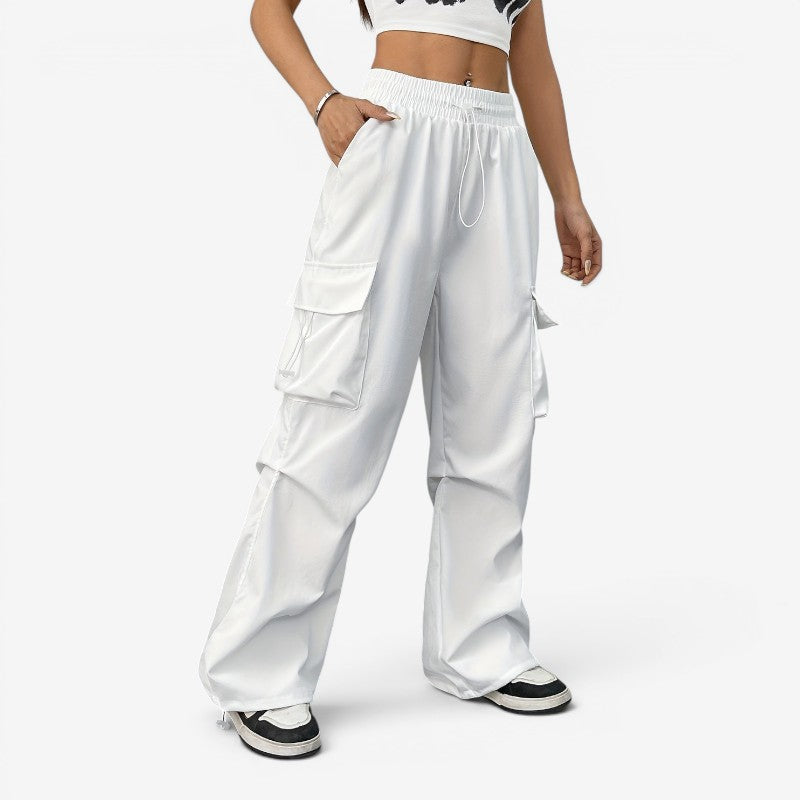 Women's Wide Leg Trousers with Drawstring Waist