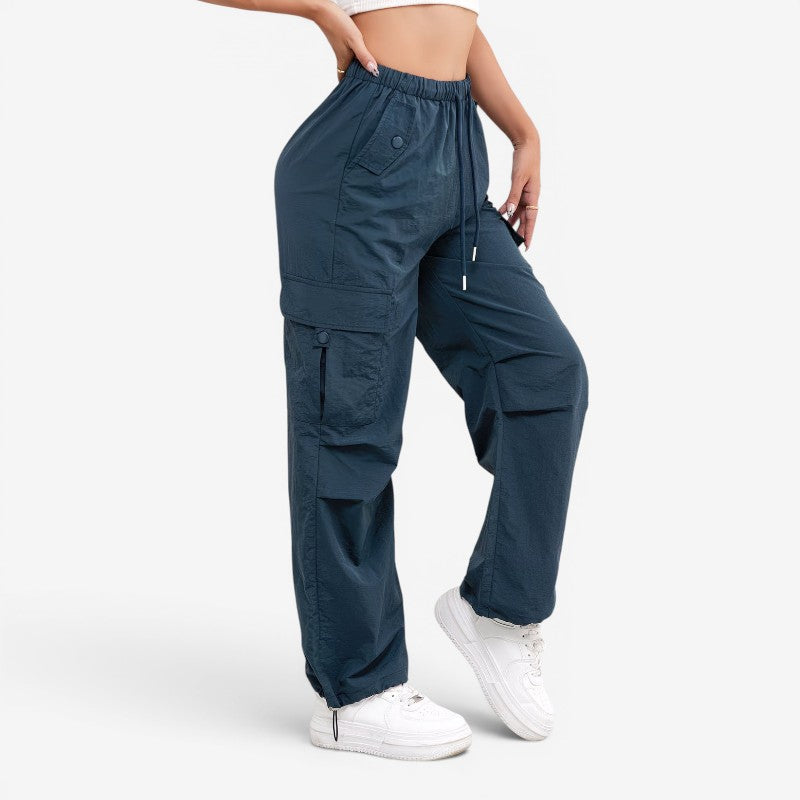Women's Wide Leg Trousers with Drawstring Waist