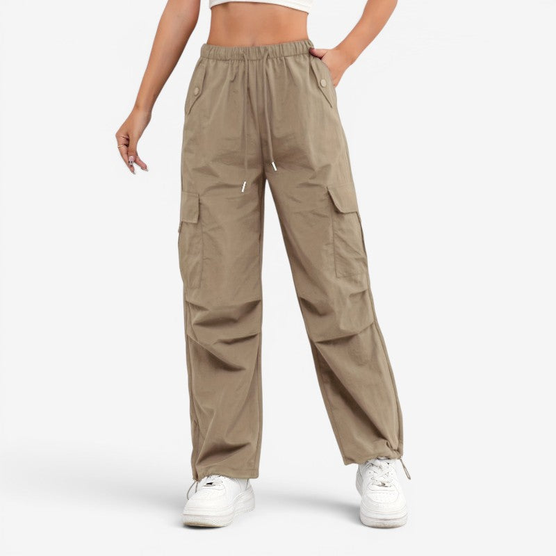 Women's Wide Leg Trousers with Drawstring Waist