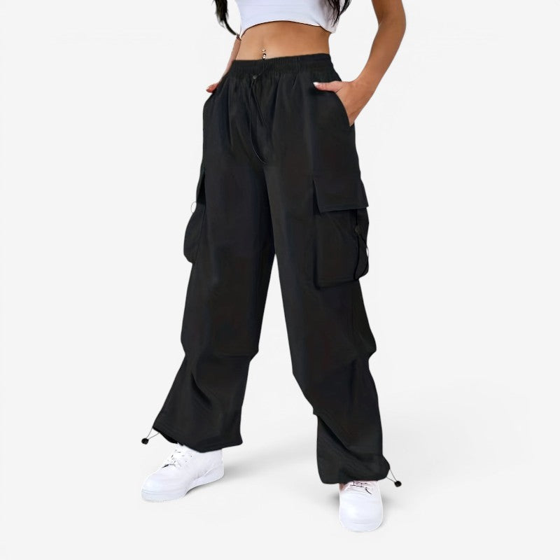 Women's Wide Leg Trousers with Drawstring Waist